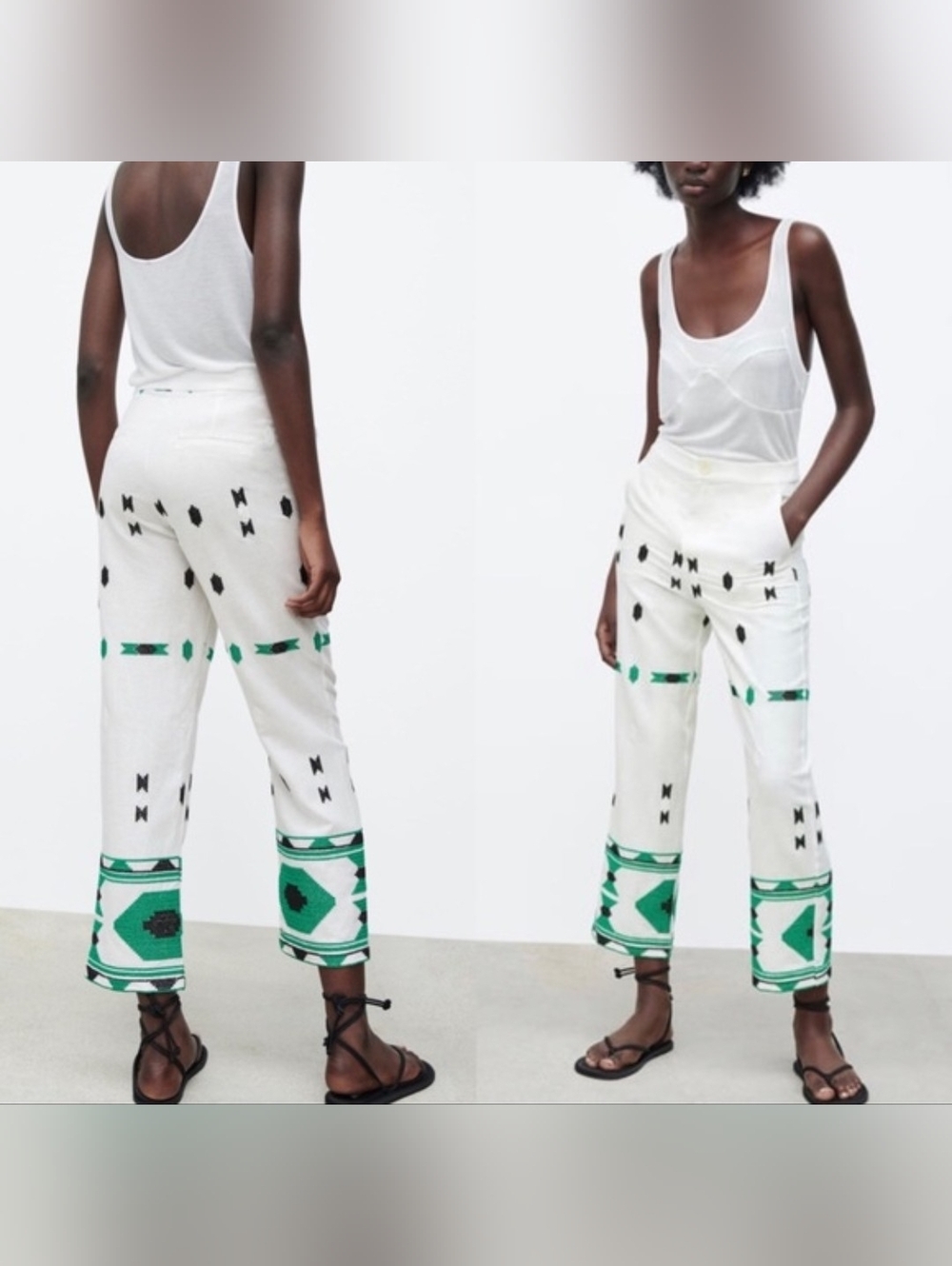 ZARA - Embroidered Linen Pants
